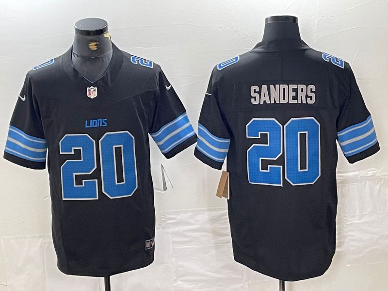 Men Detroit Lions #20 Sanders Black Three generations 2024 Nike Vapor F.U.S.E. Limited NFL Jersey